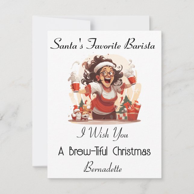 Cartão de Natal Personalizado para um Barista (Frente)