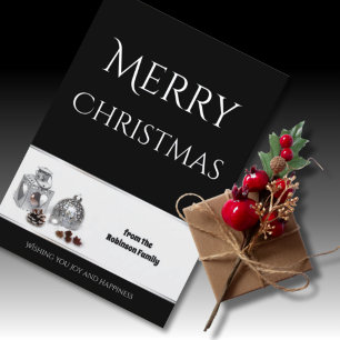 Cartão de Natal Personalizado Preto e Branco