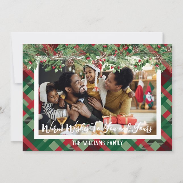 Cartão de Natal Personalizado Xadrez Foto Férias (Frente)
