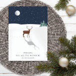 Cartão de Natal Péssimo Marinho de Lua Noturna<br><div class="desc">Compartilhe o humor de uma noite de Natal branca silenciosa com seus amigos e família com este cartão desenhado 5"x7" com uma rena sozinha num prado coberto de neve com o luar lançando luz em uma noite estrelada.</div>