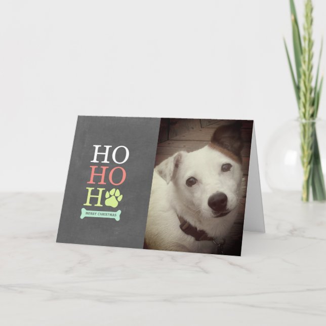 Cartão de Natal Pet Pawprint Ho Ho (Frente)