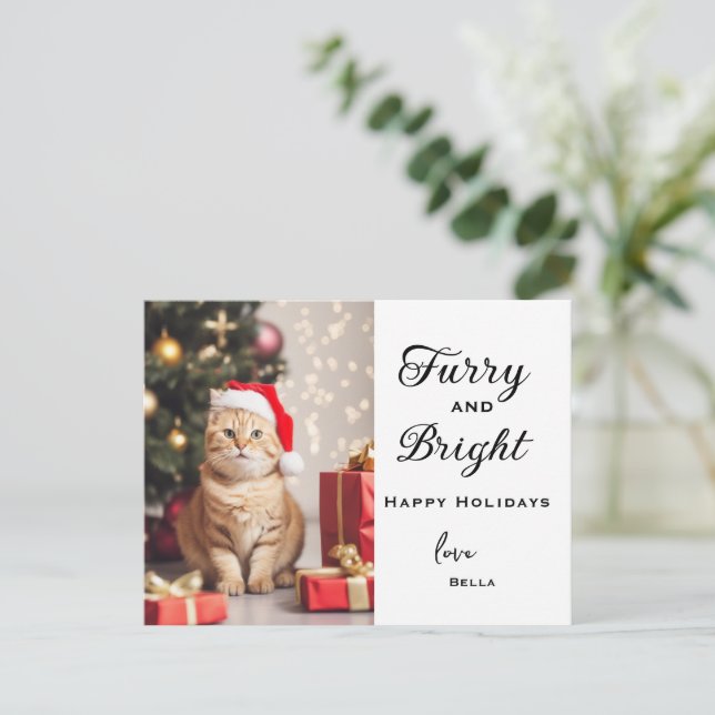 Cartão de Natal Pet Photo - Férias Personalizadas (Em pé/Frente)