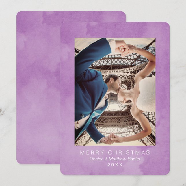 Cartão de Natal Pétala de Crocus Moderna em Aquare (Frente/Verso)