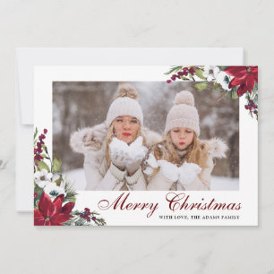 Cartão de Natal PHOTO Floral da Red Poinsettia