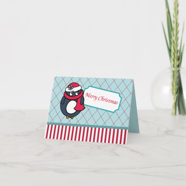 Cartão de Natal Pinguim (Frente)