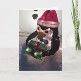 Cartão de Natal: Pinguim com Presente