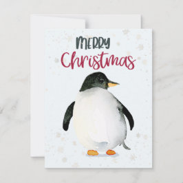 Cartão de Natal Pinguin Watercolor