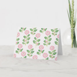 Cartão de Natal Pink Daisy e Holly Botanica Branco