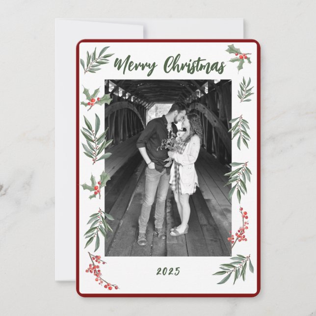 Cartão de Natal Plano Aquarela Feriado (Frente)