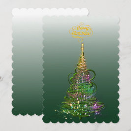 Cartão de Natal plano Árvore de Natal Luminosa Ver