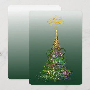 Cartão de Natal plano Árvore de Natal Luminoso Ver