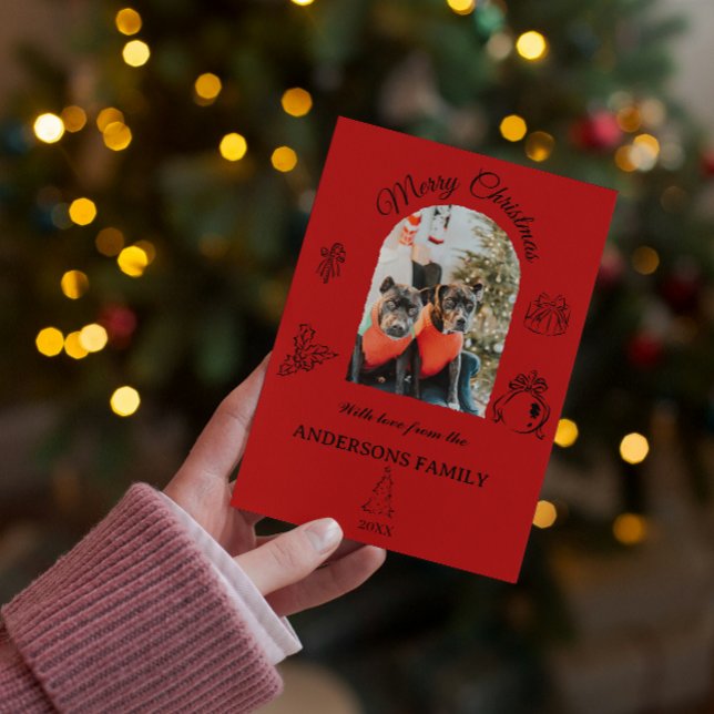 Cartão de Natal Plano Caprichoso Desenhado à Mão (Criador carregado)