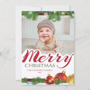 Cartão de Natal plano com foto da família