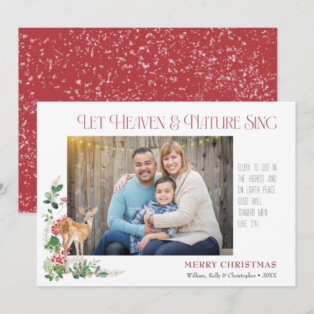 Cartão de Natal Plano Let Heaven & Nature Sing (Frente/Verso)