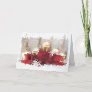 Cartão de Natal Poinsettias e Velas