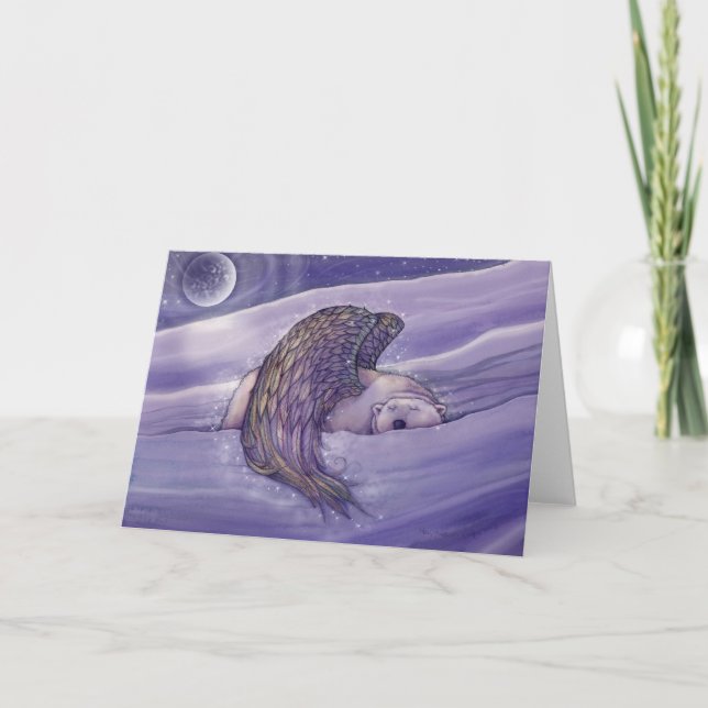 Cartão de Natal Polar Bear Angel por Molly Harriso (Frente)