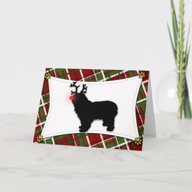 Cartão de Natal Polonês Lowland Sheepdog Reindeer (Frente)