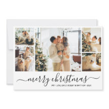 Cartão de Natal Preto para Colagem de Fotos Elegan