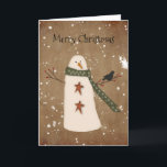 Cartão de Natal primitivo do boneco de neve<br><div class="desc">Este cartão de Natal do boneco de neve do primitivo caracteriza toda a arte tirada rato por Sandi Frunzi de Mousefx Art. Excelente para compartilhar com todos seus amigos loving do país primitivo.</div>