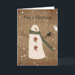 Cartão de Natal primitivo do boneco de neve<br><div class="desc">Este cartão de Natal do boneco de neve do primitivo caracteriza toda a arte tirada rato por Sandi Frunzi de Mousefx Art. Excelente para compartilhar com todos seus amigos loving do país primitivo.</div>