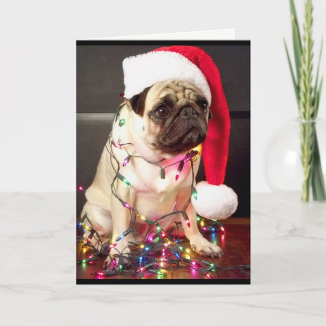 Cartão de Natal Pug (Frente)