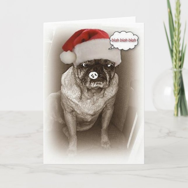 Cartão de Natal Pug Dog (Frente)