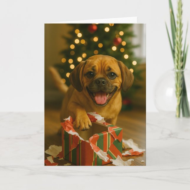 Cartão de Natal Puggle Malvado (Frente)