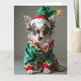 Cartão de Natal Pupppy Elf Crestado Chinês