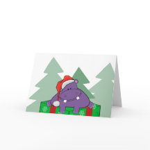 Cartão de Natal Purple Hippo