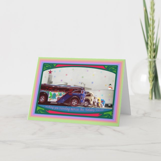 Cartão de Natal quente do ônibus de Surfin'S'Cool (Frente)