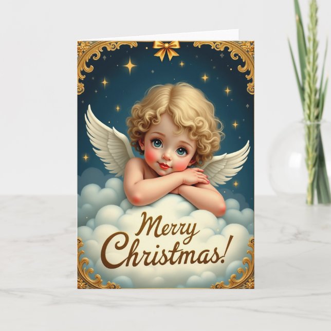 Cartão de Natal Querubim Celestial (Frente)