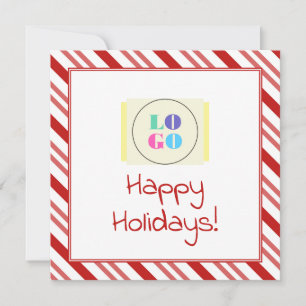 Cartão de Natal Red and White Stripe com Logotipo