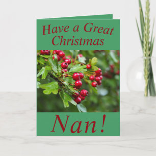 Cartão de Natal Red Berries para Nan