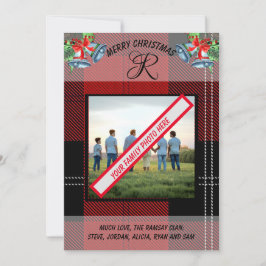 Cartão de Natal Red Black Tartan do Clã Ramsay Esc