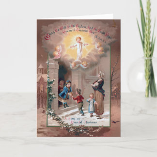 Cartão de Natal religioso do Victorian das