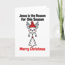 Cartão de Natal Religioso Rena Fofa Jesus