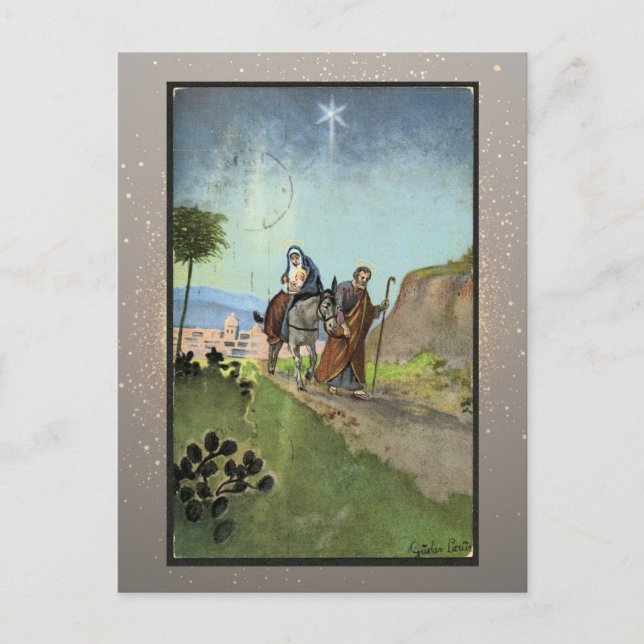 Cartão de Natal Religioso Vintage (Frente)