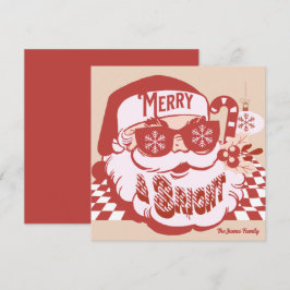 Cartão de Natal Retro Santa Alegre e Brilhante Gro