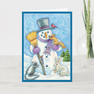 Cartão de Natal Retroativo para Snowman e Amigos