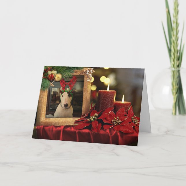 Cartão de Natal Rex, velas e poinsettia (Frente)