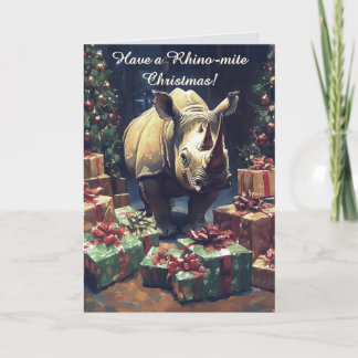 Cartão de Natal Rhino Engraçado