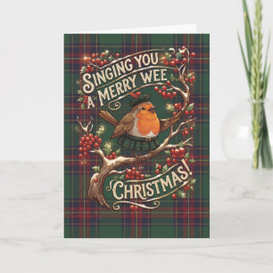 Cartão de Natal Robin Tartan