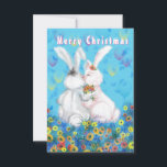 Cartão de Natal Românico de Casal Bunny<br><div class="desc">Cartões de Natal Românticos Casais - Pintura MIGNED - Personalizável</div>