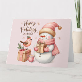 Cartão de Natal Rosa Bonito