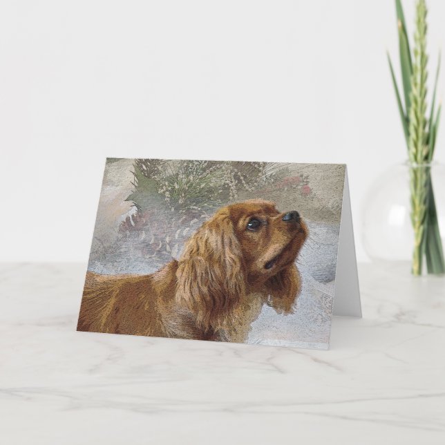 Cartão de Natal Ruby Cavalier (Frente)