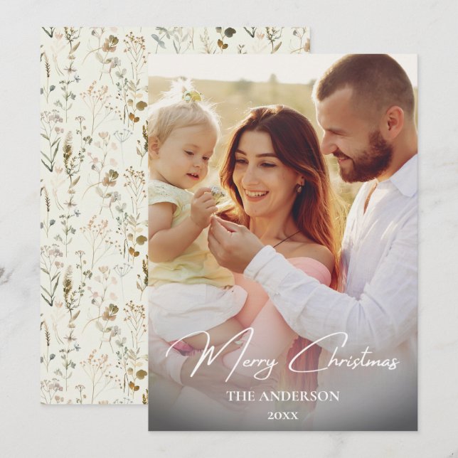 Cartão de Natal Russo para a Família | Colagem de  (Frente/Verso)