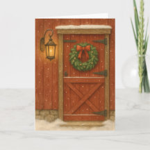 Cartão de Natal Rustic Barn Door