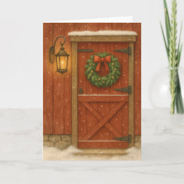 Cartão de Natal Rustic Barn Door