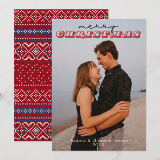 Cartão de Natal Rustic Red & Blue Sweater 1