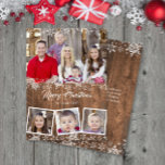 Cartão de Natal Rustic Snowflakes<br><div class="desc">Este rústico e moderno cartão com fotos 4 apresenta flocos de neve delicados num fundo de madeira escura! A coleção de produtos correspondente está disponível em nosso compro! Entre em contato conosco se quiser que este design seja modificado para o número específico de fotos ou se você precisar deste design...</div>